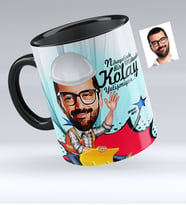 BK Gift Kişiye Özel Bay Mühendis Karikatürlü Siyah Kupa Bardak  2