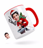 BK Gift Kişiye Özel Erkek Yeni Yıl Karikatürlü Kırmızı Kupa Bardak-1