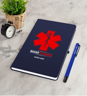 BK Gift Kişiye Özel Eczane Lacivert Defter Kalem Seti-3
