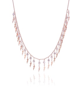 Söğütlü Silver Gümüş rose zirkon taşlı şimşek kolye