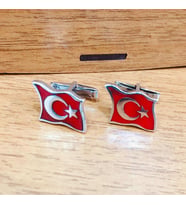  GÜMÜŞ AY YILDIZ BAYRAK KOL DÜĞMESİ  