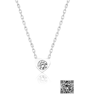 Papatya Silver Swarovski® Tektaş Kalp Kolye Rodyum Kaplama 925 Ayar Gümüş