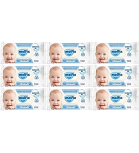 Molfix Islak Havlu Mendil İzotonik Hassas Ciltler 9 Lu Set 60 Yaprak Plastik Kapaklı
