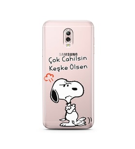 Snoopy Tasarımlı Süper Şeffaf Silikon Telefon Kılıfı Samsung C8 