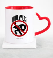 BK Gift Kişiye Özel Mesleki Maliyeci Kırmızı Kalpli Kupa Bardak