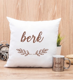Erkeklere Hediye Yastık ve Silver Kupa Bardak