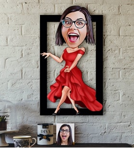 BK Gift Kişiye Özel Bayan Manken Karikatürlü 3D Ahşap Tablo-1