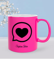 BK Gift Kişiye Özel Sevgili Tasarımlı Fosforlu Pembe Kupa Bardak - 80