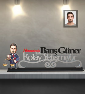 Kişiye Özel Avukat Karikatürlü Kolay Yetişmiyor Ahşap Biblo Bay-3