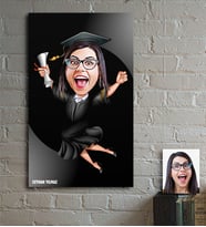 BK Gift Kişiye Özel Bayan Mezuniyet Hatırası Karikatür Ahşap Tablo - 1