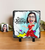 BK Gift Kişiye Özel Bayan Model Karikatürlü Dekoratif Doğal Taş  1
