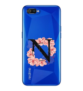Pembe Çiçekli Harf Tasarım Süper Şeffaf Silikon Telefon Kılıfı Oppo Realmi C2 N-