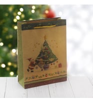 6 Adet 15x20cm Kraft Karton Çanta Çam Ağaçlı