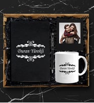 Kişiye Özel Deri Defter & Metal Tükenmez Kalem & Kupa Bardak & Ahşap Çerçeve