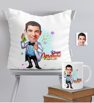 BK Gift Kişiye Özel Bay Kimya Öğretmeni Temalı Karikatürlü Yastık Kupa Seti - 3
