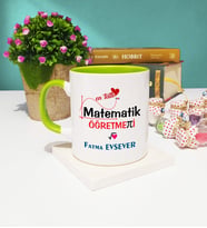 Mesajlı Matematik Öğretmeni Kupa Bardak Yeşil