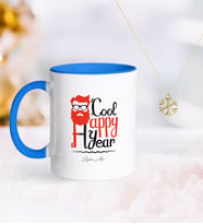 BK Gift Kişiye Özel Noel Baba Mavi Kupa ve Kar Tanesi Kolye-3 (Model 1)