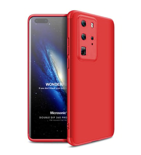 Microsonic Huawei P40 Pro Kılıf Double Dip 360 Protective Kırmızı