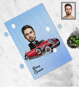 Kişiye Özel Patron Karikatürlü A3 240 Parça Puzzle Bay-28