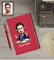 Kişiye Özel Spiker Karikatürlü  Kırmızı Defter Kalem Hediye Seti Bay-1