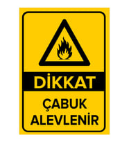 MIGNATIS - Dikkat Çabuk Alevlenir Levhası - Sac Malzeme 25x35cm