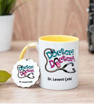 Doktor Doktor Sarı Kupa Bardak Ve Anahtarlık Set