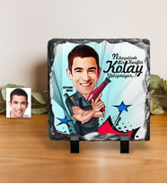 BK Gift Kişiye Özel Bay Kuaför Karikatürlü Dekoratif Doğal Taş  1