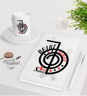 BK Gift Kişiye Özel Reiki Uzmanı Beyaz Defter Kalem Türk Kahvesi Fincanı Seti-1 (Model 1)
