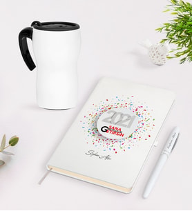 BK Gift Kişiye Özel 2024 Sana Mutluluk Getirsin Beyaz Defter Kalem Termos Mug Seti - 1