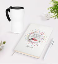 BK Gift Kişiye Özel 2024 Sana Mutluluk Getirsin Beyaz Defter Kalem Termos Mug Seti - 1