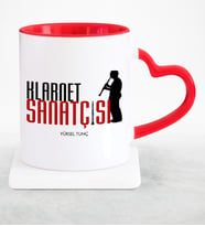 BK Gift Kişiye Özel Mesleki Klarnet Sanatçısı Kırmızı Kalpli Kupa Bardak