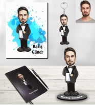 Kişiye Özel Şef Garson Karikatürlü 5 li Hediye Seti Bay-1