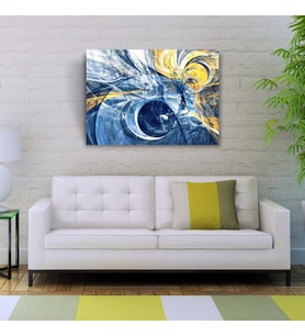 Sarı Lacivert Gece Canvas Tablo (50X70) (Acı Kahve)
