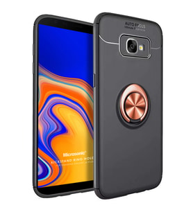 Microsonic Samsung Galaxy J4 Plus Kılıf Kickstand Ring Holder Siyah Rose