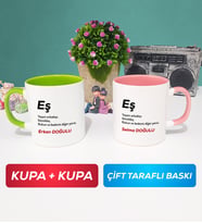 İkili Eş Kupa Bardak Yeşil Pembe