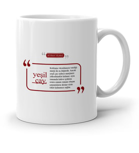 BK Gift Kişiye Özel Yeşil Çay Beyaz Kupa Bardak  1