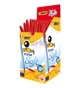BIC Cristal Soft Tükenmez Kalem Kırmızı 50'li Kutu (Çok Renkli)