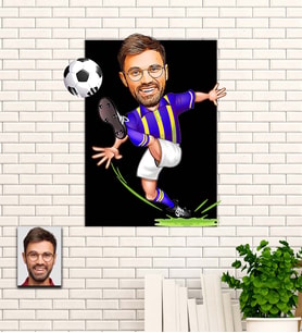 Kişiye Özel Futbolcu Karikatür Ahşap Tablo