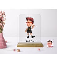 BK Gift Kişiye Özel Erkek Çocuk Karikatürlü Ahşap Standlı Çerçeve-2 (Beyaz)