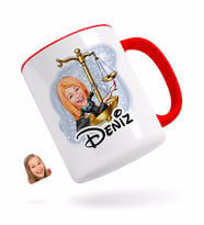 BK Gift Kişiye Özel Kadın Avukat Karikatürlü Kırmızı Kupa Bardak-4