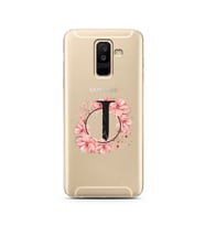 Pembe Çiçekli Harf Tasarım Süper Şeffaf Silikon Telefon Kılıfı Samsung A6 Plus J