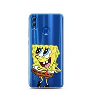 Süngerbob Tasarımlı Süper Şeffaf Silikon Telefon Kılıfı Huawei Honor 10 Lite