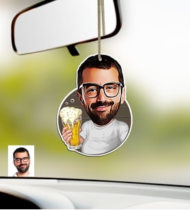 BK Gift Kişiye Özel Bay Alkolik Karikatürlü Ahşap Araba Dikiz Ayna Süsü (Çok Renkli)