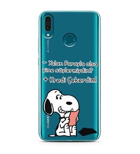 Snoopy Tasarımlı Süper Şeffaf Silikon Telefon Kılıfı Huawei Y9 (2019)