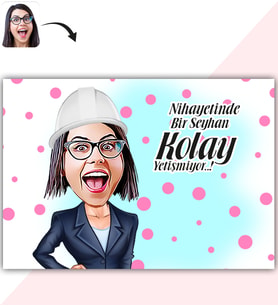BK Gift Kişiye Özel Bayan Mühendis Karikatür Baskılı Yaş Pasta İçin Yenilebilir Şekerli Kağıt  1(Sadece Kağıt)