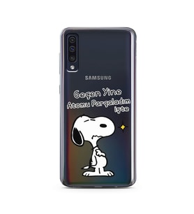 Snoopy Tasarımlı Süper Şeffaf Silikon Telefon Kılıfı Samsung A50