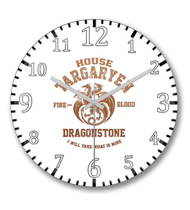 Game of Thrones House Targaryen1 Duvar Saati Bombeli Gercek Cam