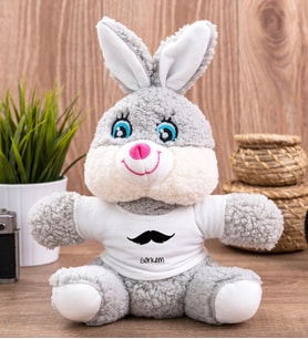 Kişiye Özel Bıyık Tasarım Peluş Tavşan