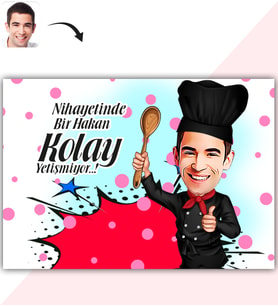 BK Gift Kişiye Özel Bay Chef Karikatür Baskılı Yaş Pasta İçin Yenilebilir Şekerli Kağıt  3(Sadece Kağıt)