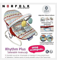 Norfolk Rhythm Titreşimli ve Müzikli Ev Tipi Ana Kucağı Ana Dizi - Tam Yatarlı - Kademeli Sırt Ayarı - Sevimli Balina (Kırmızı-Mavi)